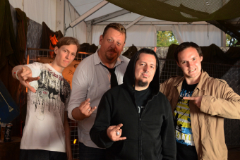 Metal Trails nach dem Interview mit Frank Vohwinkel (m.l.) und Adam Dera (m.r.) auf dem Wacken Open Air 2012.